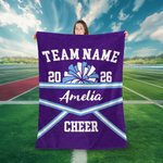 Gepersonaliseerde Multicolor Cheerleading Pompom Zachte Deken met Naam Jaar Huisdecoratie Verjaardag Team Cadeau voor Cheerleaders Coaches