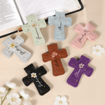 Personalizado Mariposa Flor de Nacimiento Cruz de cuero de la PU Marcapáginas magnético Clip Primera Comunión Bautizo Vuelta a la Escuela Regalo para los cristianos