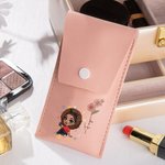 Personalised Cute Cartoon Character Birth Flower Makeup Brush Bag Set with Name and 8 Pcs Makeup Brushes Birthday Gift for Women Girls