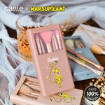 Personalized Cute Tail-Bouncing Marsupilami 5 Pcs Makeup Brush Storage Box Set with Name Birthday Wedding Gift for Women | Callie × Marsupilami®