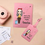 Personalisierte niedlichen Cartoon-Charakter Travel Theme Passport Holder mit Namen und Text Travel Holiday Geschenk für Travel Lovers