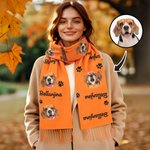 Personalized Dog Cat Face Photo Multicolor Soft Warm Scarf with Name Daily Wear Winter Birthday Christmas Gift for Pet Lovers