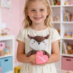 Personalised Heart Cute Deer Soft Stuffed Plush Toy with Name Valentine's Day Birthday Gift for Kids Toddlers