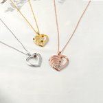 Personalized Birthstone Family Heart Pendant Sterling Silver Necklace with 1-6 Engraved Names Mother's Day Birthday Gift for Mom Grandma