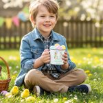 Tazza smaltata da 12 once con nome e anno, regalo di compleanno e di Pasqua per bambini, personalizzata Peter Rabbit, fiore e farfalla.