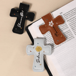 Personalised Butterfly Birth Flower Cross PU Leather Magnetic Bookmark Clip First Communion Baptism Back to School Gift for Christians