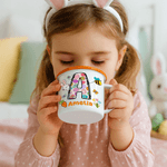 Personalised Cartoon Bunny Easter Eggs Initial 12 oz Enamel Mug with Name Daily Use Happy Easter Gift for Boys Girls