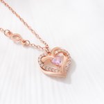Pendentif ou collier de cœur personnalisé avec pierre de naissance - Nom ou initiale au choix - Cadeau d'anniversaire fête des Mères pour les femmes