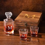 Personalized Engraved Initials Whiskey Decanter with Text Bar Accessory Birthday Gift for Whiskey Lovers