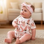 Personalised Sweet Cowgirl Bodysuit Swaddle Hat Headband Set with Name Soft Baby Girl Shower Photography Gift for Baby Newborn