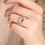 Personlig hjärtring med 1-8 födelsestenar Sterling Silverring med graverat namn och text Mors dag Födelsedag Alla hjärtans dag Present till kvinna
