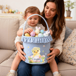 Personalized Cute Animal Plaid Easter Basket with Name Easter Eggs Hunting Easter Day Gift for Boys Girls