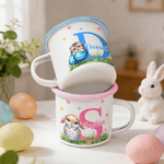 Tasse en émail avec nom et initiales personnalisée Multicolore Mute Animal Easter Egg 12 oz Easter Party Gift for Boys Girls