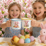 Gepersonaliseerde schattige Belle het konijntje dwerg 12 oz emaille mok met naam dagelijks gebruik gelukkig Pasen geschenk voor kinderen