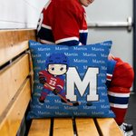 Funda de cojín personalizada de hockey sobre hielo con nombre, inicial y número, regalo de cumpleaños para jugadores de hockey sobre hielo.