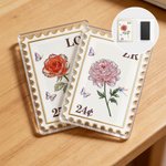 Personalized Crystal Birth Flower Postage Stamp Acrylic Fridge Magnet with Initials Home Decor Birthday Gift for Family Friend