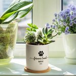 Vaso per piante in ceramica personalizzato con base in legno Regalo di cordoglio per chi ama gli animali domestici