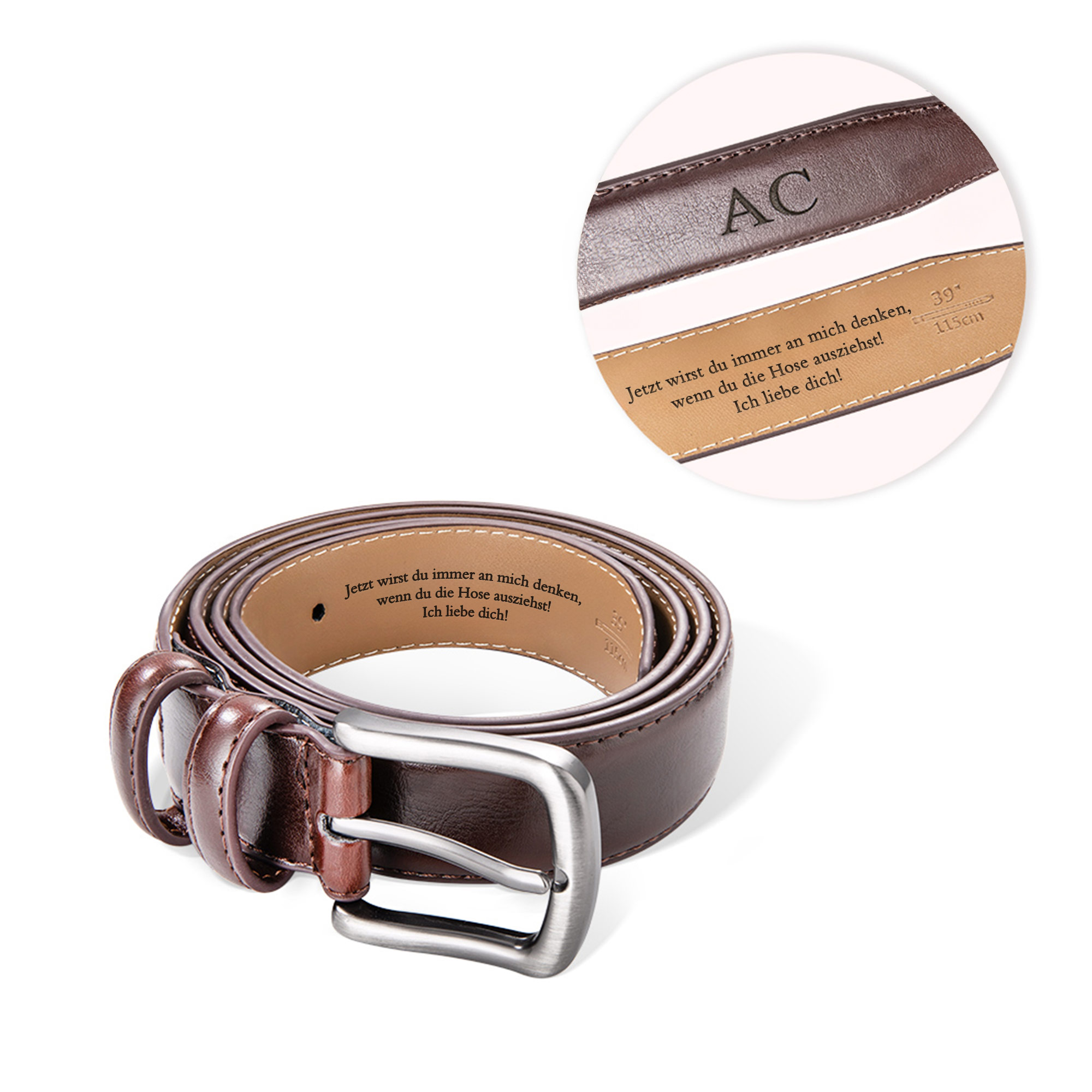 Personalisierter Ledergürtel Herren mit Gravur - Callie