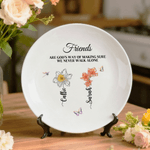 Personalised Crystal Birth Flower Ceramic Decorative Plate with Names and Text Daily Use Birthday Gift for Family Friends