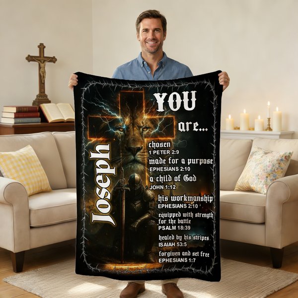 Gepersonaliseerd Christelijk Kruis Bijbelvers Zacht Deken met Naam Verjaardag Christelijk Geschenk voor Mannen