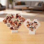 Personliga foton Collage Hjärtformade byggstenar Pussel med namn Heminredning Födelsedag Jubileum Present till familj Vänner