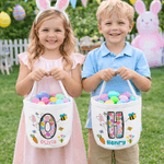 Henkilökohtainen pääsiäispupu Initial Canvas pääsiäiskori nimellä Egg Hunting tarvikkeet pääsiäislahja lapsille