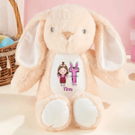 Personalised Cute Cartoon Design Plush Easter Bunny Stuffed Toy with Initial and Name Easter Gift for Newborns Kids