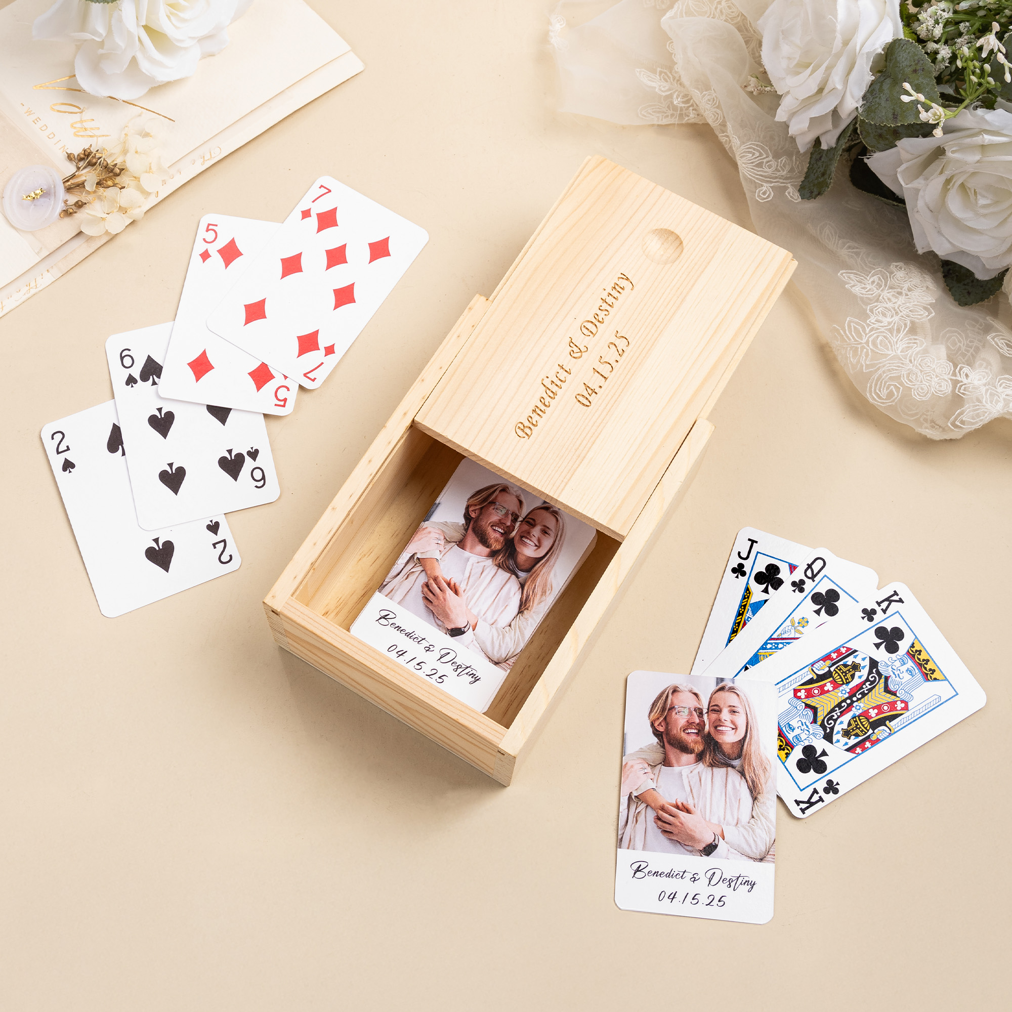 Photo Playing Cards Personalised Name Date Wedding Anniversary Birthday Gift for Friend
