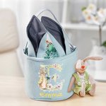 Personalisierter gestreifter Hasenohren Osterkorb mit Peter Hase und Namen Ostereiersuche Ostern Geschenk für Kinder