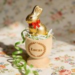 Personalized Easter Egg Rabbit Wooden Egg Cup  with Name and Text Egg Holder Easter Gift for Kids Family