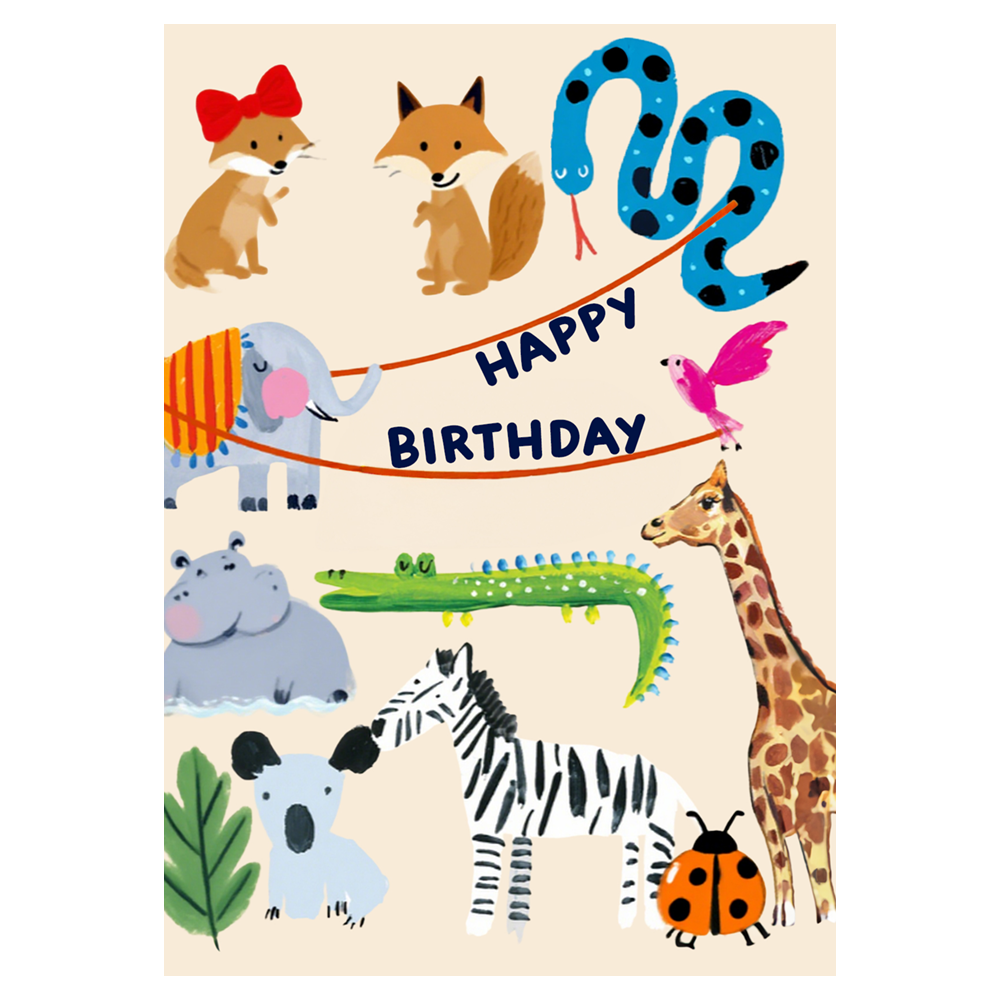Hand Drawn Wildlife Decor Birthday Ecard
