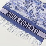 Personalized Toile De Jouy Floral Tassel Soft Warm Scarf with Initial and Name Winter Accessory Anniversary Birthday Gift for Women