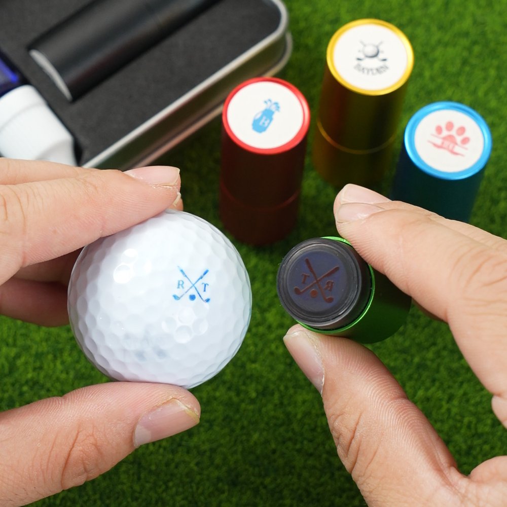 Personalised Golf Elements Monogram Self-Inking Golf Ball Stamp with Metal Storage Box Birthday Sports Gift for Golf Players Lovers 3