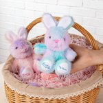 Giocattolo di peluche coniglietto di peluche personalizzato con nome e anno, riempitivo per cesto pasquale e regalo di compleanno per bambini