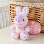 Giocattolo di peluche coniglietto di peluche personalizzato con nome e anno, riempitivo per cesto pasquale e regalo di compleanno per bambini