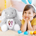Personalised Cute Cartoon Design Plush Easter Bunny Stuffed Toy with Initial and Name Easter Gift for Newborns Kids