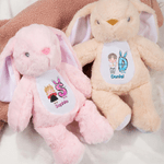 Personalised Cute Cartoon Design Plush Easter Bunny Stuffed Toy with Initial and Name Easter Gift for Newborns Kids