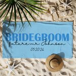 Serviette de plage en microfibre personnalisée avec texte et date Cadeau d'enterrement de vie de jeune fille ou de jeune homme pour la mariée ou le marié