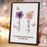 Personalised Crystal Birth Flower Canvas Painting Frame with Name and Text Birthday Gift Valentine's Day for Best Friend Girlfriend Mother