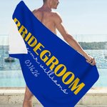 Serviette de plage en microfibre personnalisée avec texte et date Cadeau d'enterrement de vie de jeune fille ou de jeune homme pour la mariée ou le marié