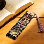 Marcapáginas acrílico personalizado con 4 fotos de películas con texto y borla Material de lectura Regalo de cumpleaños para familiares amigos ratones de biblioteca