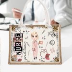 Personalised Cartoon Medical Character Large Jute Bag Graduation Birthday Gift for Nurse Doctor Medical Staff