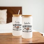 Personalisierte Homebody Book Store & Cafe Name 20 oz Glasbecher mit Deckel und Strohhalm Book Club Geburtstagsgeschenk für Bücherwürmer