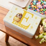 Caja personalizada de galletas de rejilla de animalitos multicolor con nombre Regalo de Pascua para niños