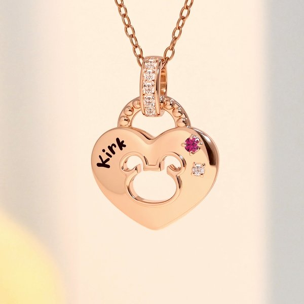 Gepersonaliseerde Geboortesteen Marsupilami Hart Lock Core Leopard Print Ketting Verjaardagscadeau voor Vrienden Familie | Callie × Marsupilami ®