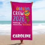 Personalized Multicolour Cousin Crew Quick Dry Oversized Beach Towel with Name Travel Essential Birthday Summer Vacation Gift for Kids