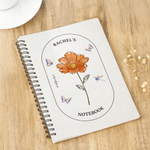 Personalised Crystal Birth Flower Butterfly Spiral A5 Journal Notebook with Name and Text Birthday Gift for Friends Colleagues