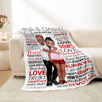Couverture douce avec nom de couple Décoration d'intérieur Anniversaire Saint-Valentin Cadeau pour couple