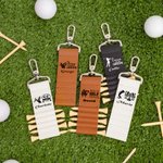 Personalized Golfer Silhouette PU Leather Golf Tee Holder Bag Tag with Name and 5 Pcs Bamboo Tees Sports Birthday Gift for Golf Player