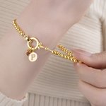 Personalizada Corazón Birthstone Beaded Pulsera con Inicial Charm Aniversario Día de San Valentín Cumpleaños regalo para las mujeres